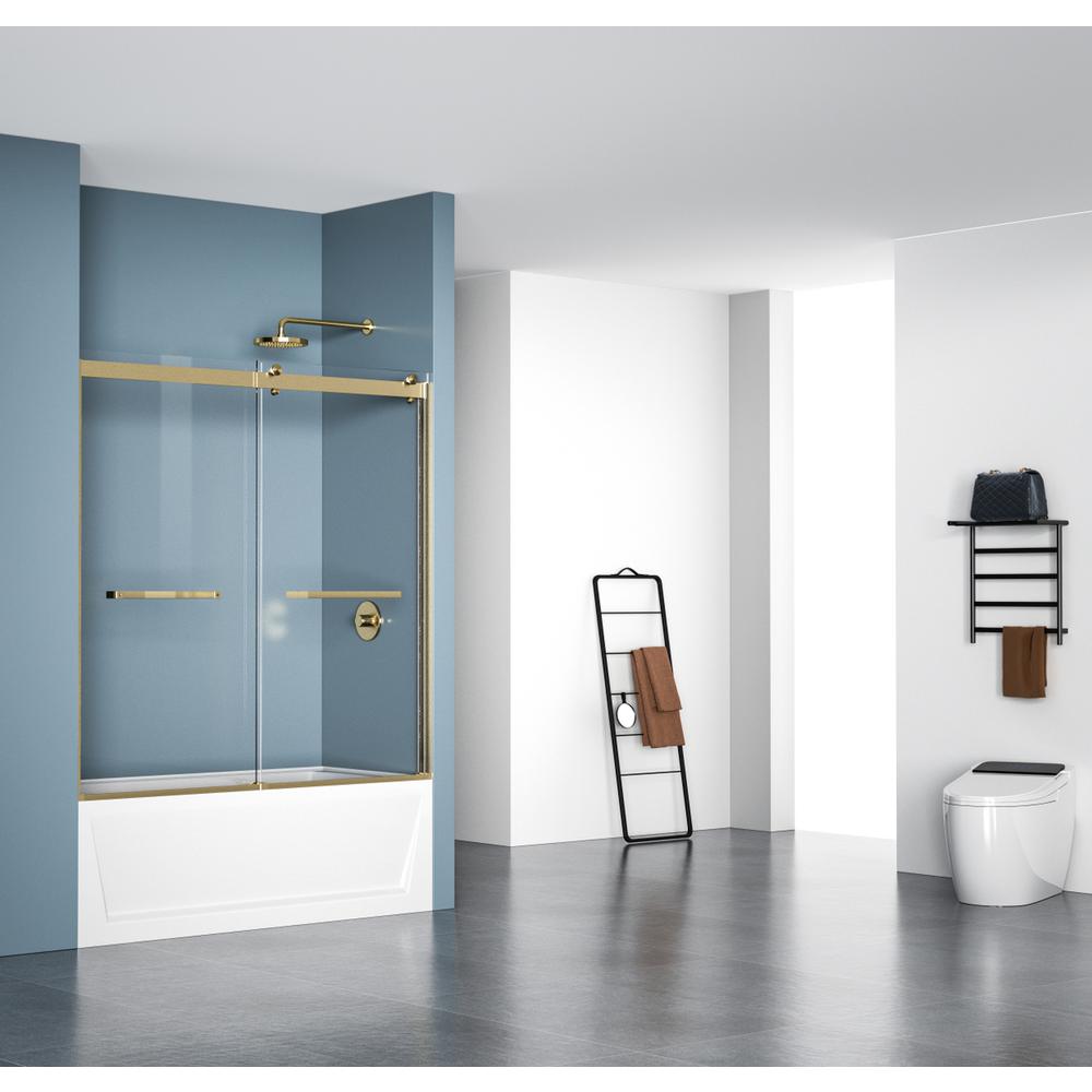Frameless tub door 60 x 60 Brushed Gold. Picture 3