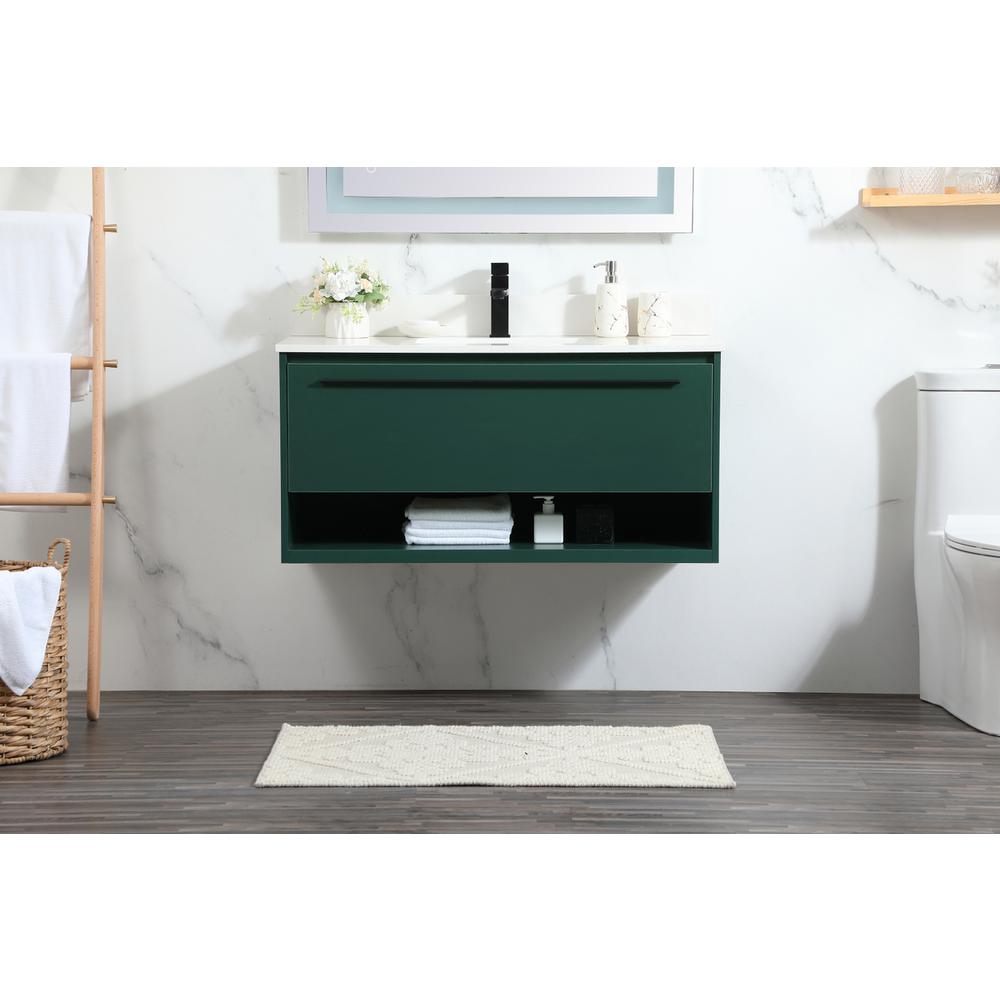 40 inch Single bathroom vanity in green with backsplash. Picture 14