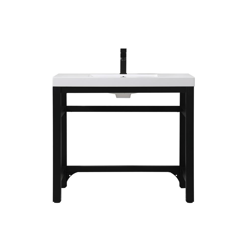 36 inch ADA compliant Single bathroom metal vanity in black. Picture 1
