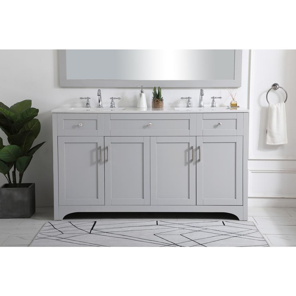 60 inch Double Bathroom Vanity in Grey. Picture 14