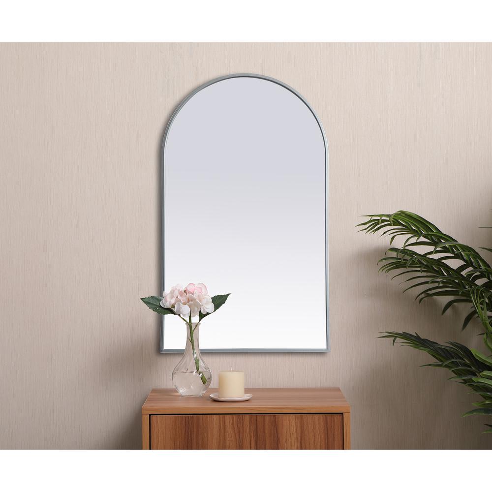 Metal Frame Arch Mirror 24x40 Inch in Silver. Picture 3