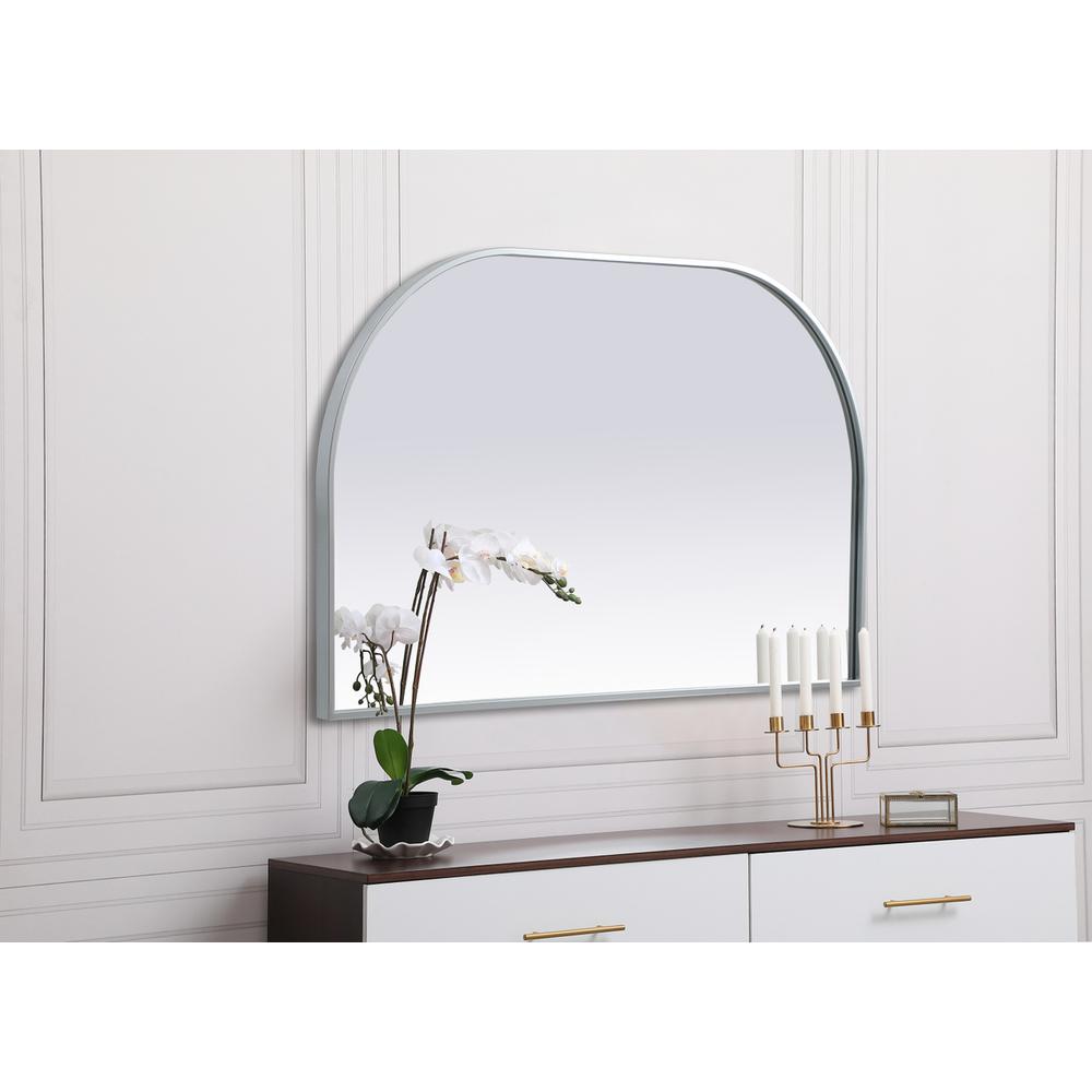 Metal Frame Arch Mirror 39x24 Inch in Silver. Picture 2