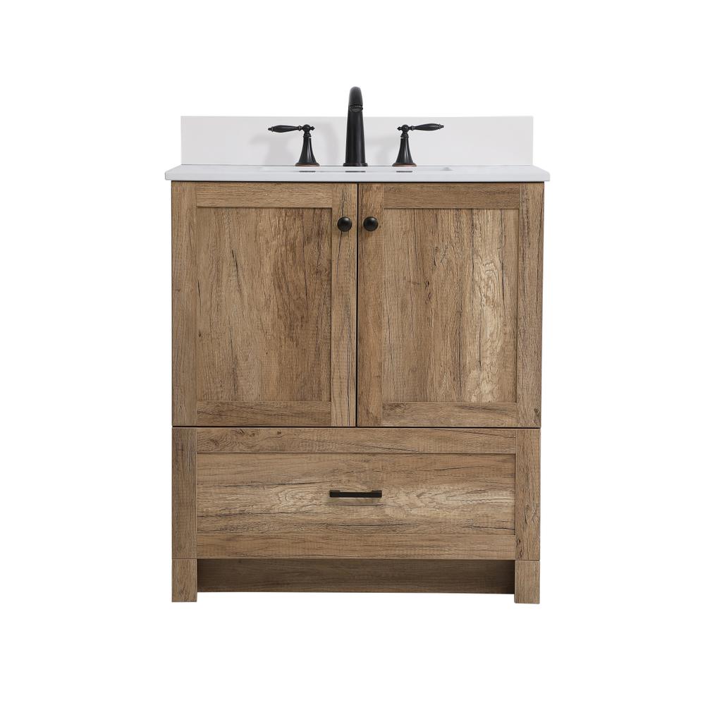 30 inch Single Bathroom Vanity in Natural oak with Backsplash. Picture 1