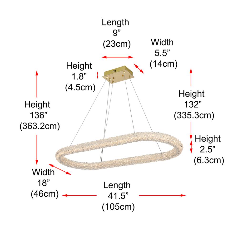 Bowen 42 inch Adjustable LED Chandelier in Satin Gold. Picture 10