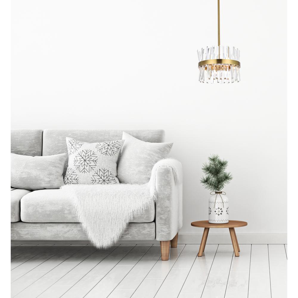 Serephina 16 inch crystal round pendant light in satin gold. Picture 8