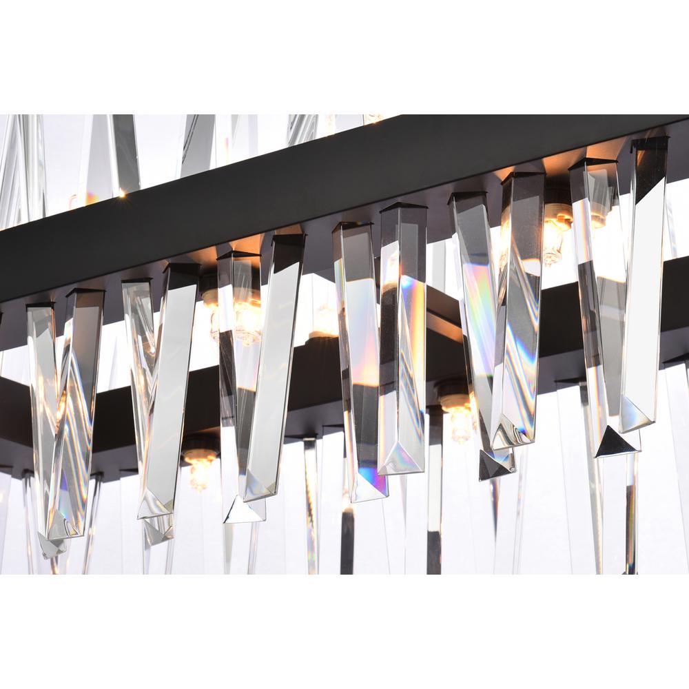 Serephina 30 inch crystal rectangle chandelier light in black. Picture 3