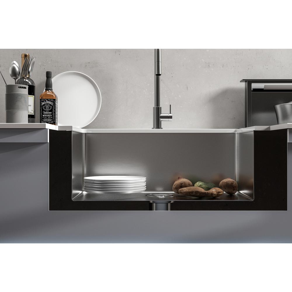 Stainless Steel farmhouse kitchen sink L27'' x W22'' x H10". Picture 5