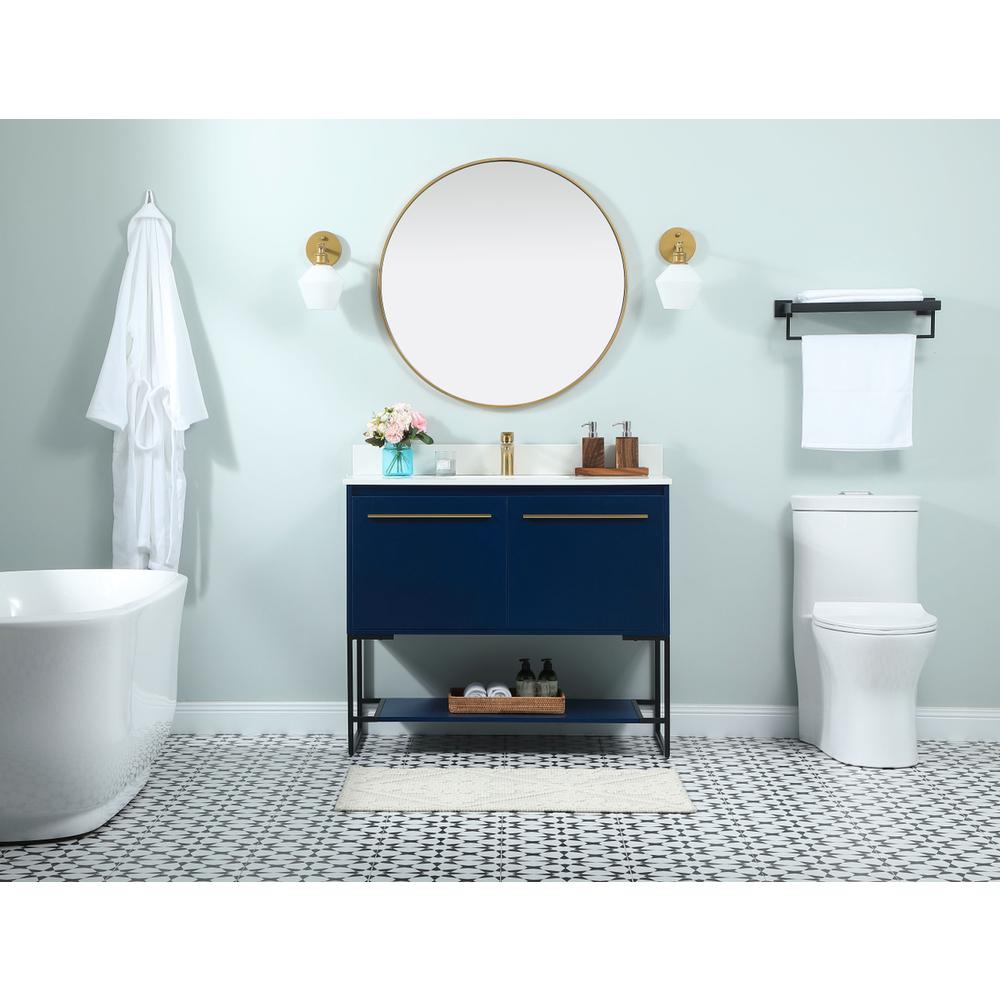 40 inch Single bathroom vanity in blue with backsplash. Picture 4