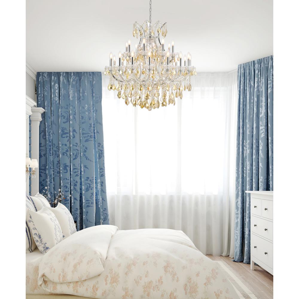 Maria Theresa 24 light Chrome Chandelier Golden Teak (Smoky) Royal Cut Crystal. Picture 7