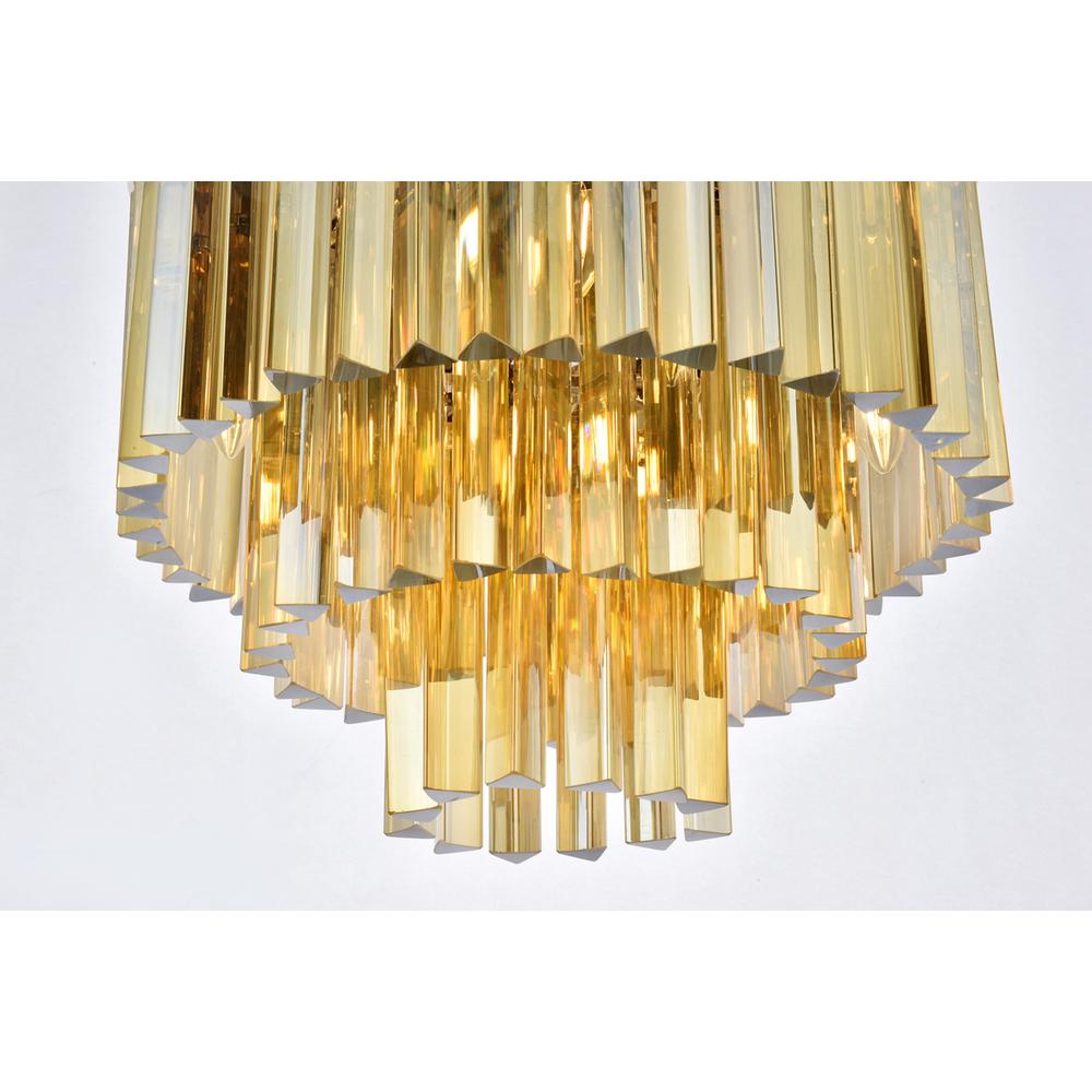 Sydney 9 light polished nickel Flush Mount Golden Teak (Smoky) Royal Cut Crystal. Picture 3