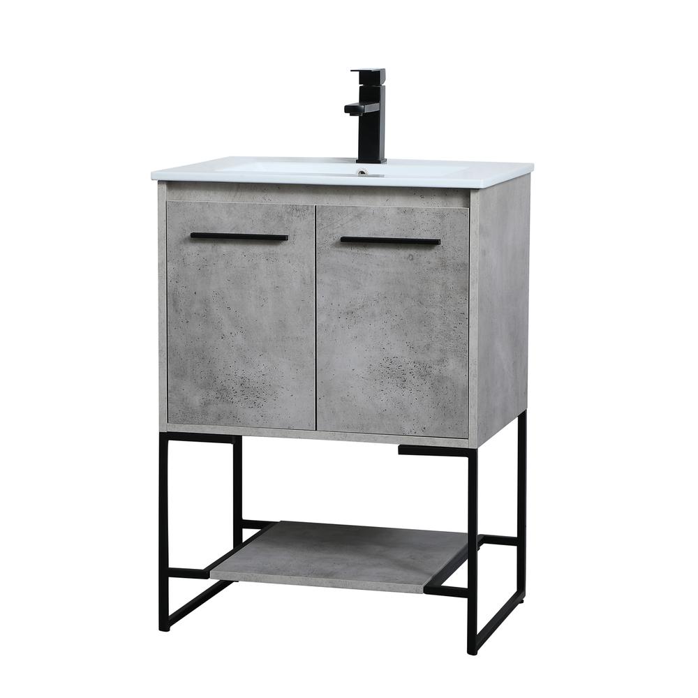 24 inch  Single Bathroom Vanity in Concrete Grey. Picture 7