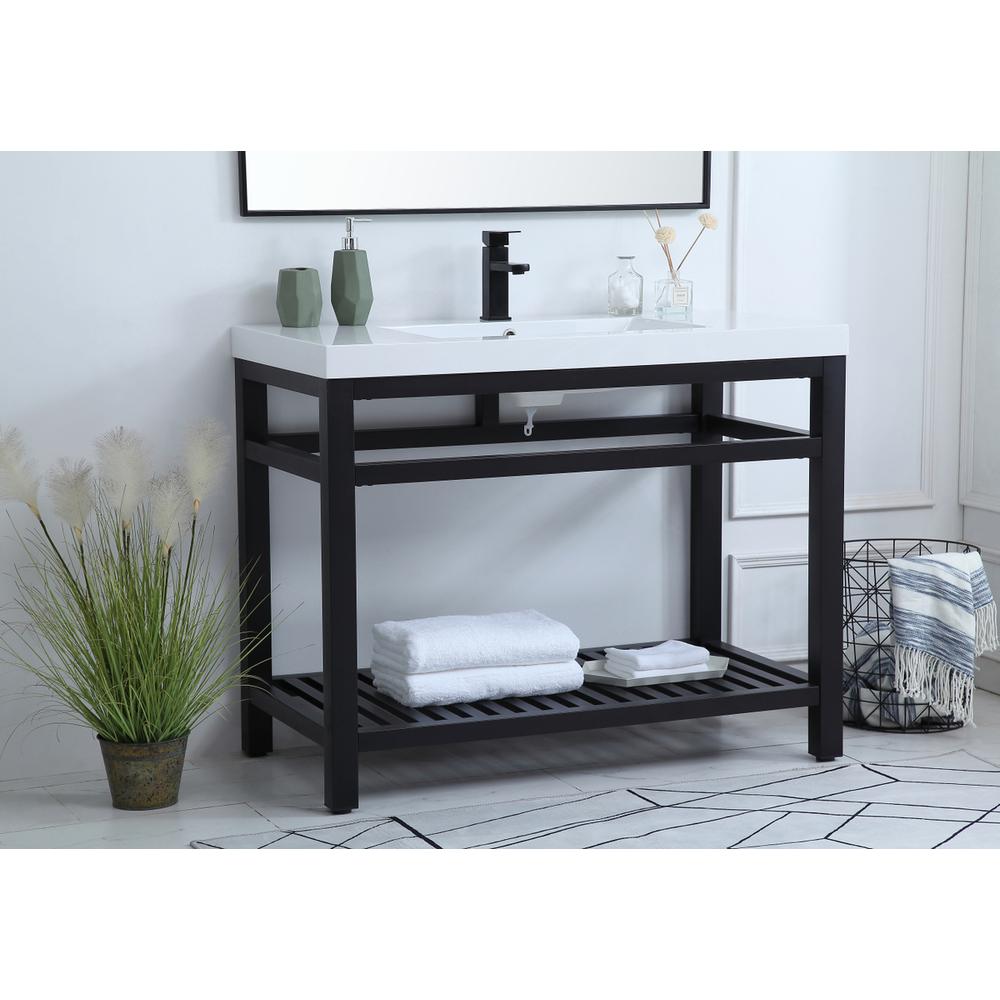 42 inch Single Bathroom Metal Vanity in Black. Picture 2