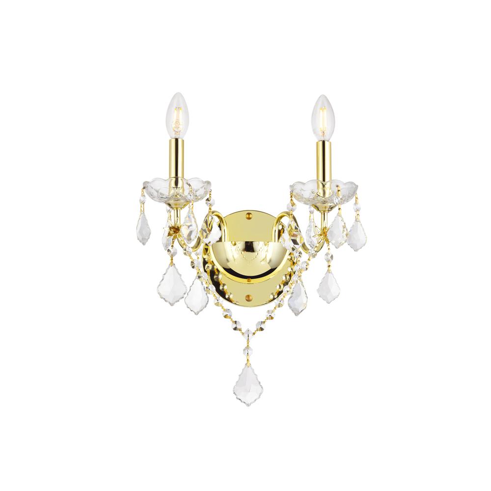 St. Francis 2 light Gold Wall Sconce Clear Royal Cut Crystal. Picture 1