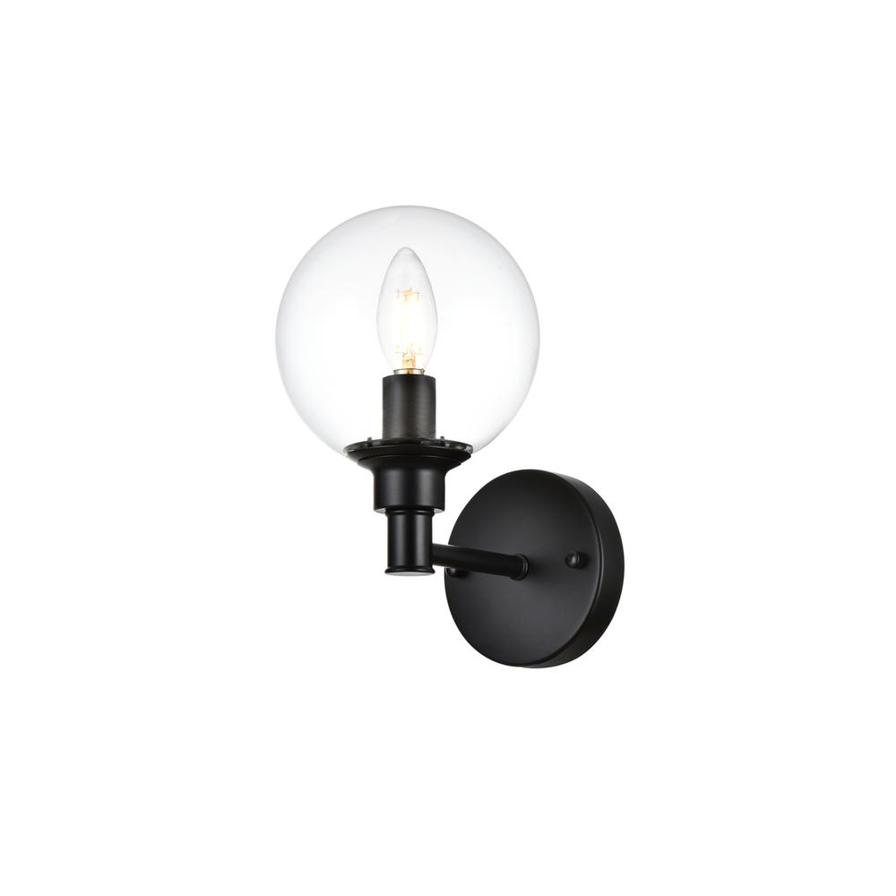 Jaelynn 1 light Black and Clear Bath Sconce. Picture 2