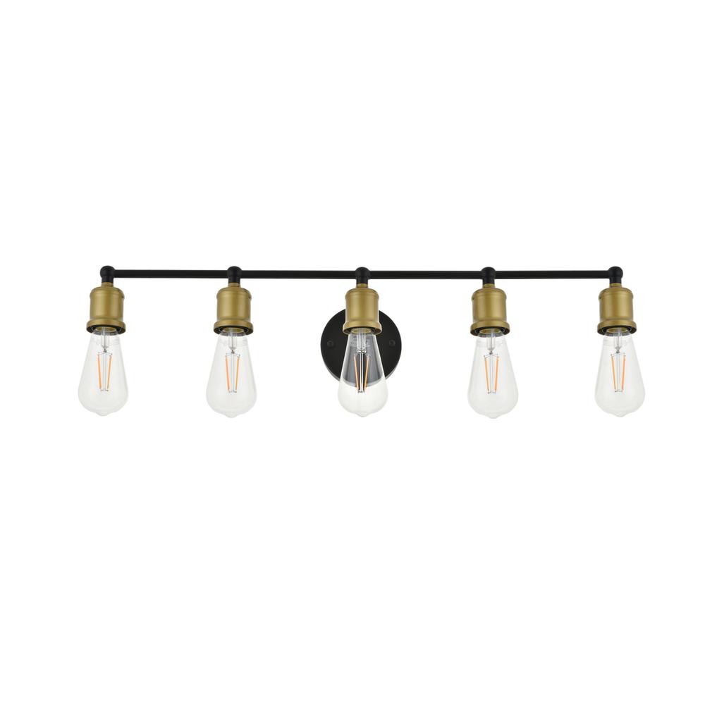 Serif 5 light brass and black Wall Sconce. Picture 7