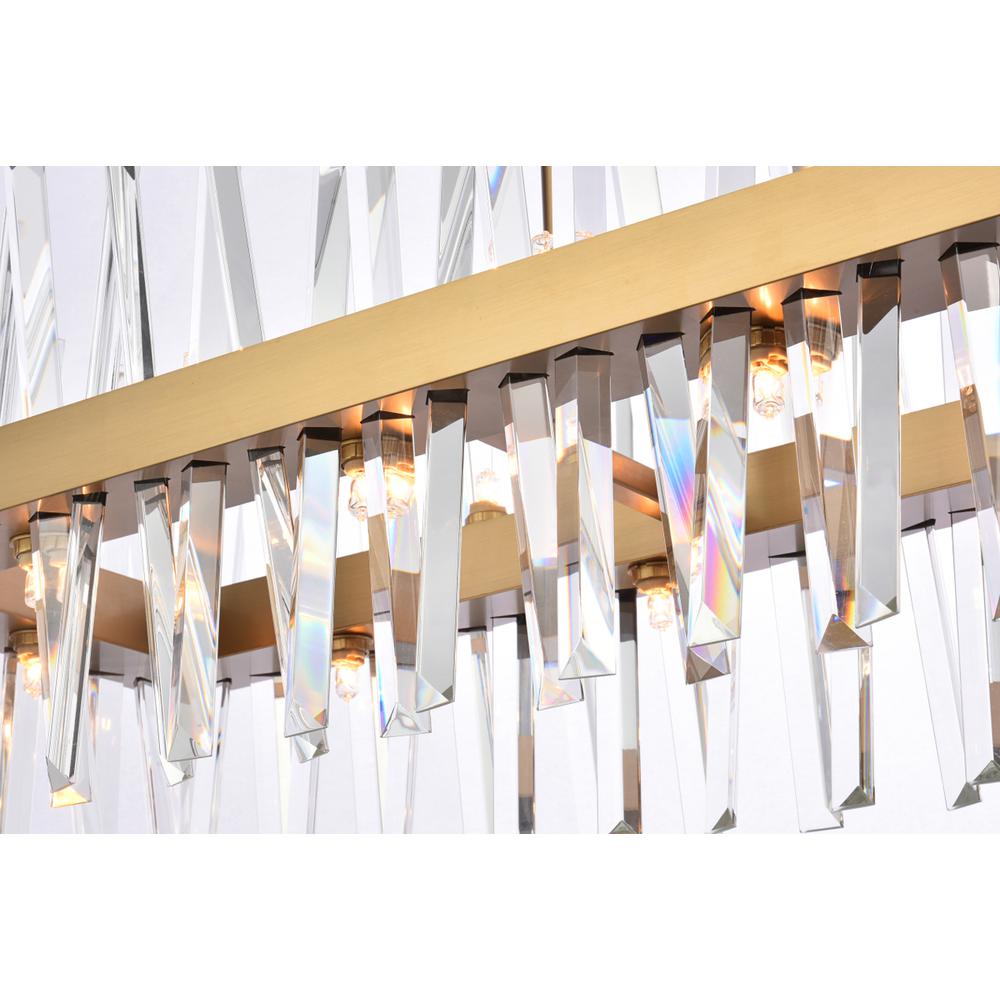 Serephina 42 inch crystal rectangle chandelier light in satin gold. Picture 3