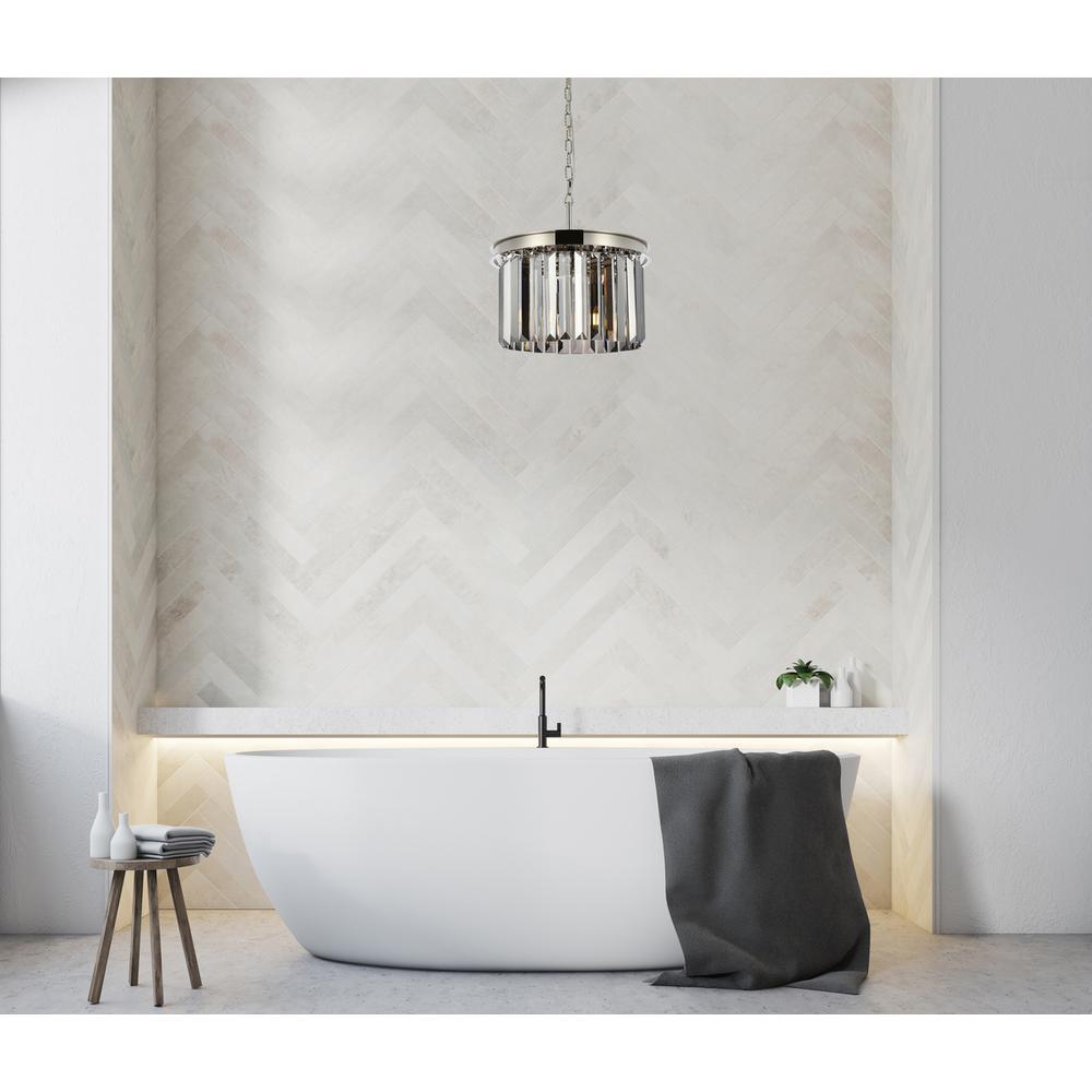 Sydney 3 light polished nickel Pendant Silver Shade (Grey) Royal Cut Crystal. Picture 7