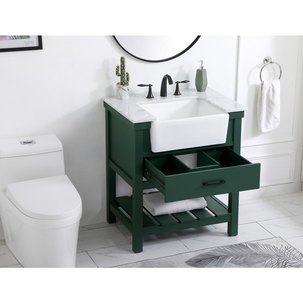 30 inch Single bathroom vanity in green. Picture 3
