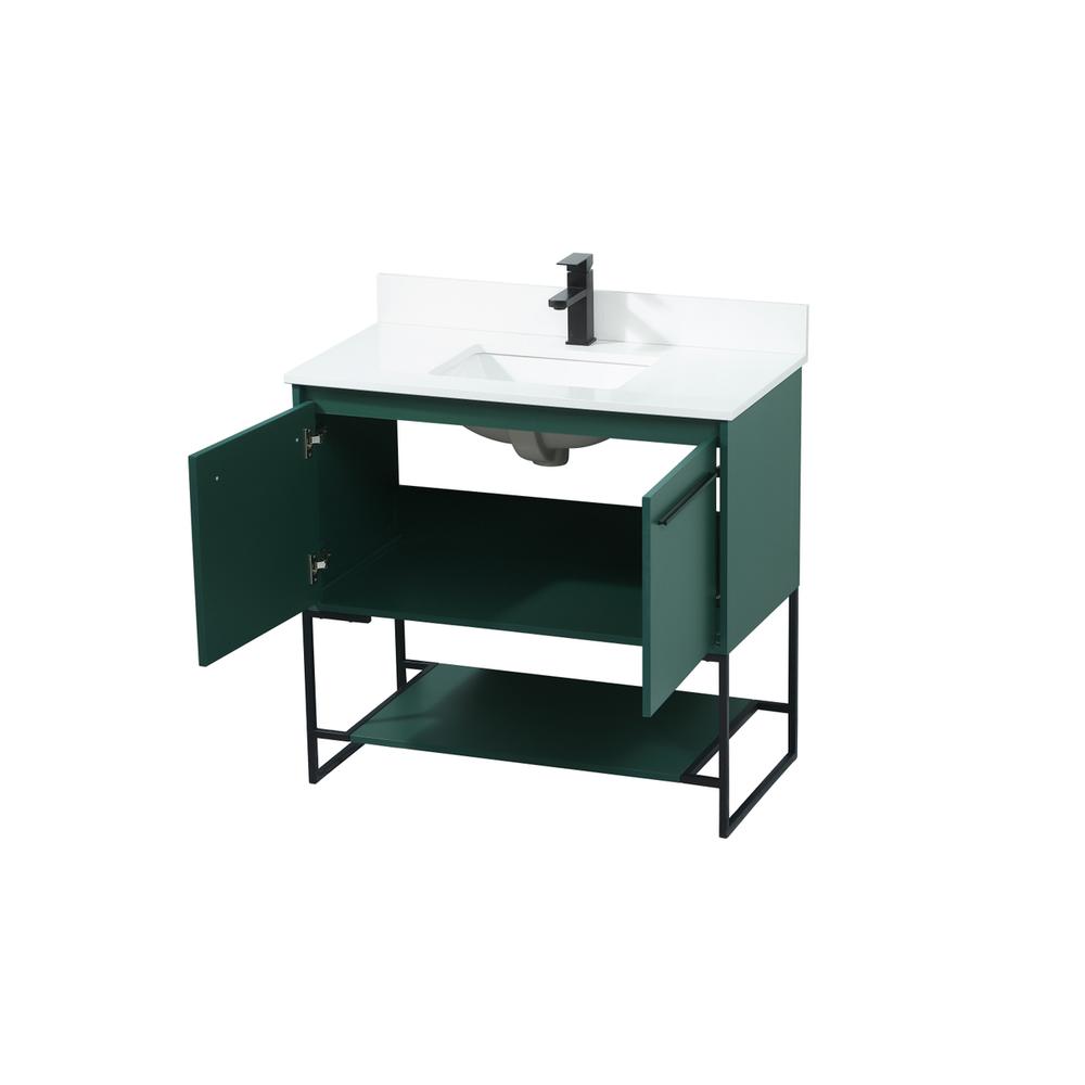36 inch Single bathroom vanity in green with backsplash. Picture 9