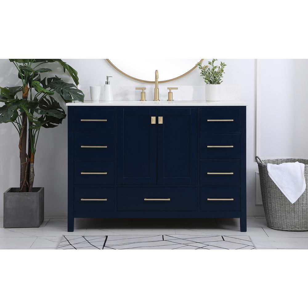48 inch Single Bathroom Vanity in Blue with Backsplash. Picture 14