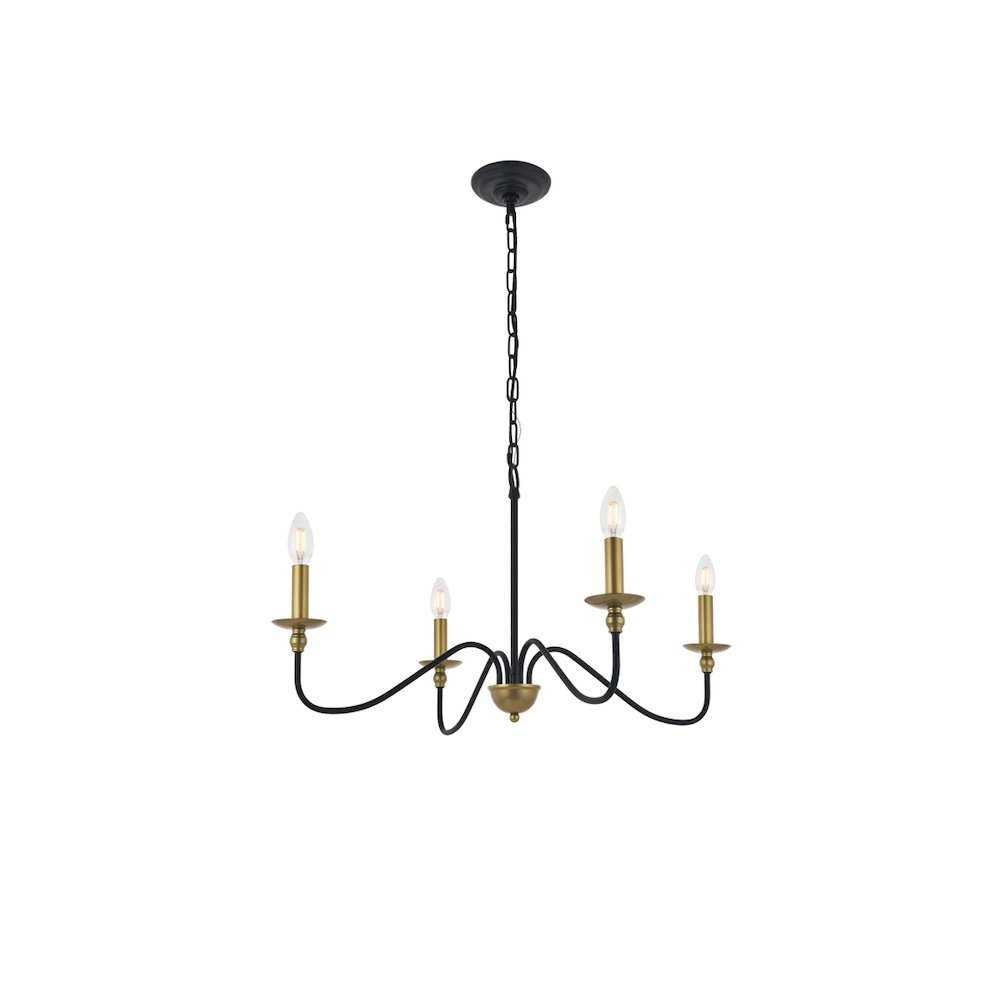 Rohan 4 Light Matte Black And Brass Pendant. Picture 6