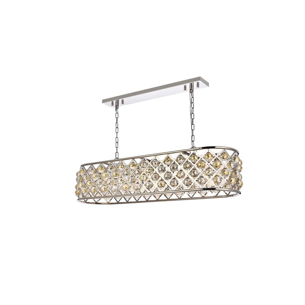 Madison 7 light polished Nickel Chandelier Golden Teak (Smoky) Royal Cut Crystal. Picture 6