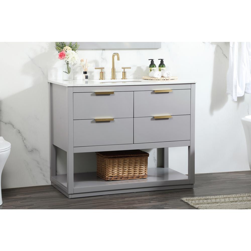 42 inch Single bathroom vanity in grey with backsplash. Picture 2