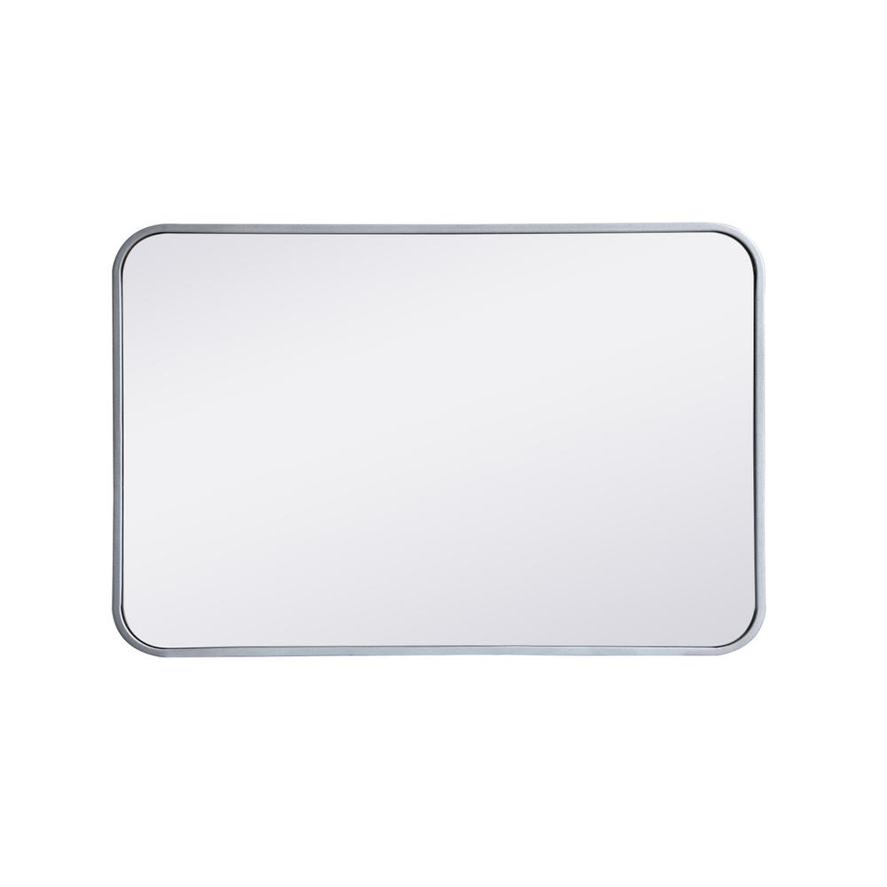 Soft corner metal rectangular mirror 20x30 inch in Silver. Picture 6