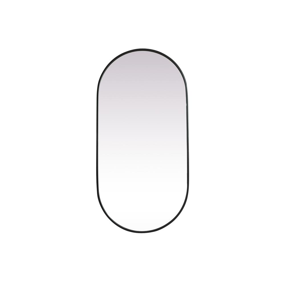 Metal Frame Oval Mirror 24x48 Inch in Black. Picture 1