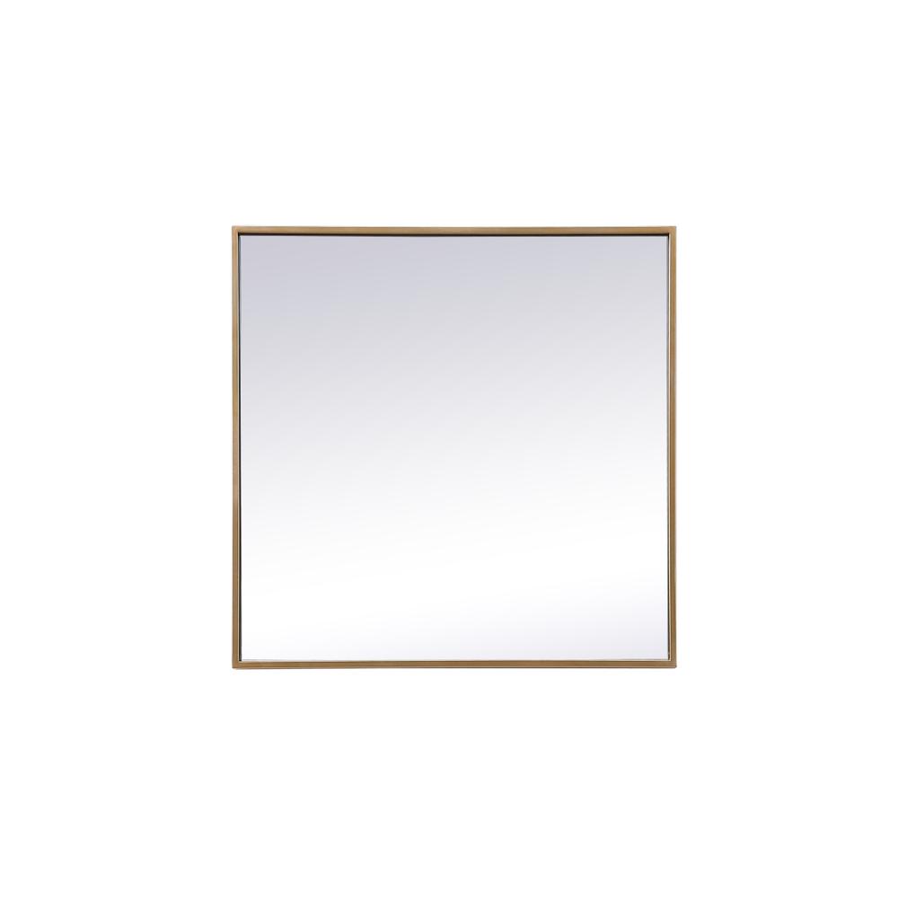 Metal Frame Square Mirror 24 inch in Brass. Picture 1