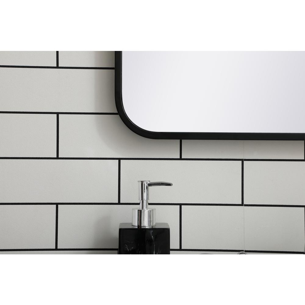 Soft corner metal rectangular mirror 22x36 inch in Black. Picture 3