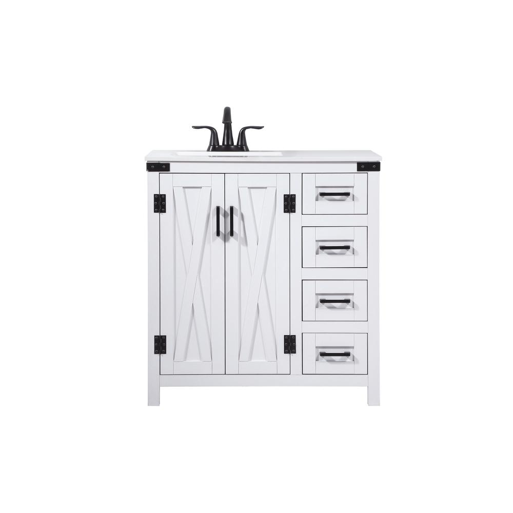 32 inch Single bathroom vanity in white. Picture 1