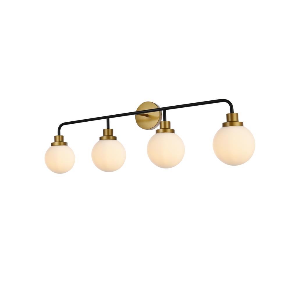 Hanson 4 lights bath sconce in black with brass with frosted shade. Picture 2
