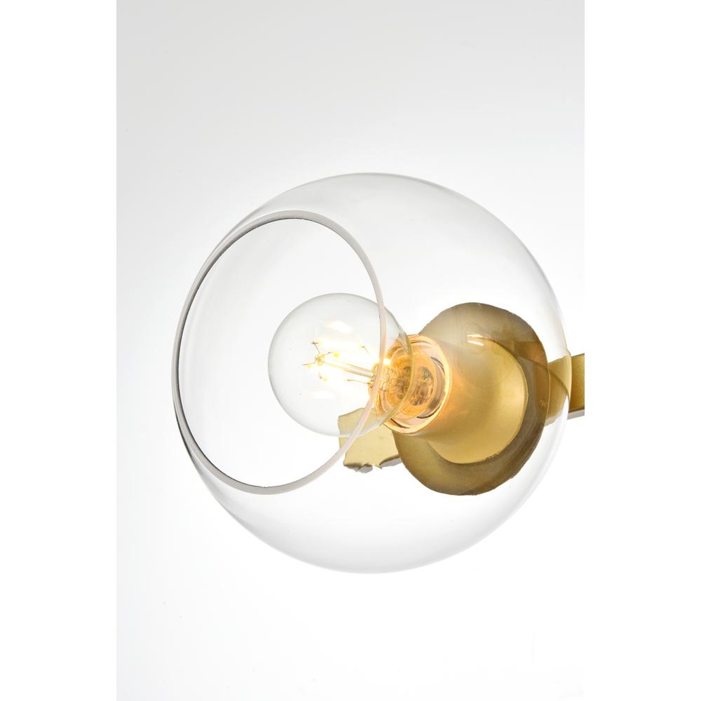 Rogelio 3 light Brass and Clear Bath Sconce. Picture 3