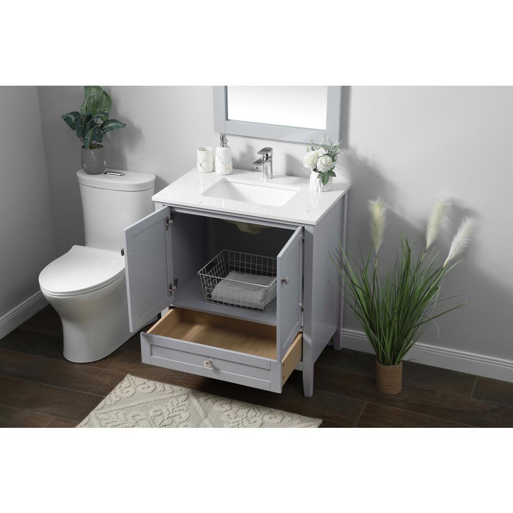 30 Inch SIngle Bathroom Vanity In Grey. Picture 3
