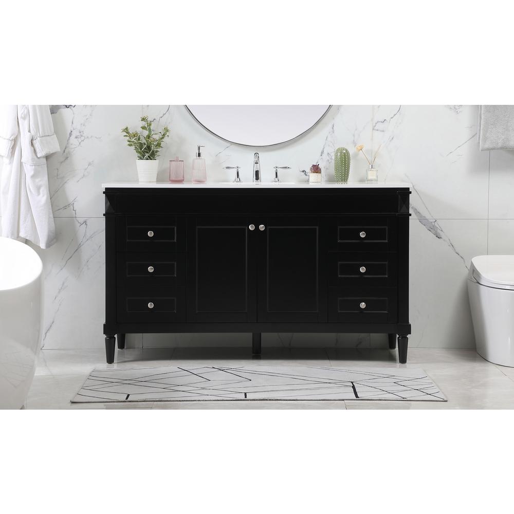 60 inch Single bathroom vanity in black. Picture 14