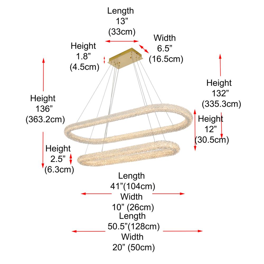 Bowen 51 inch Adjustable LED Chandelier in Satin Gold. Picture 10