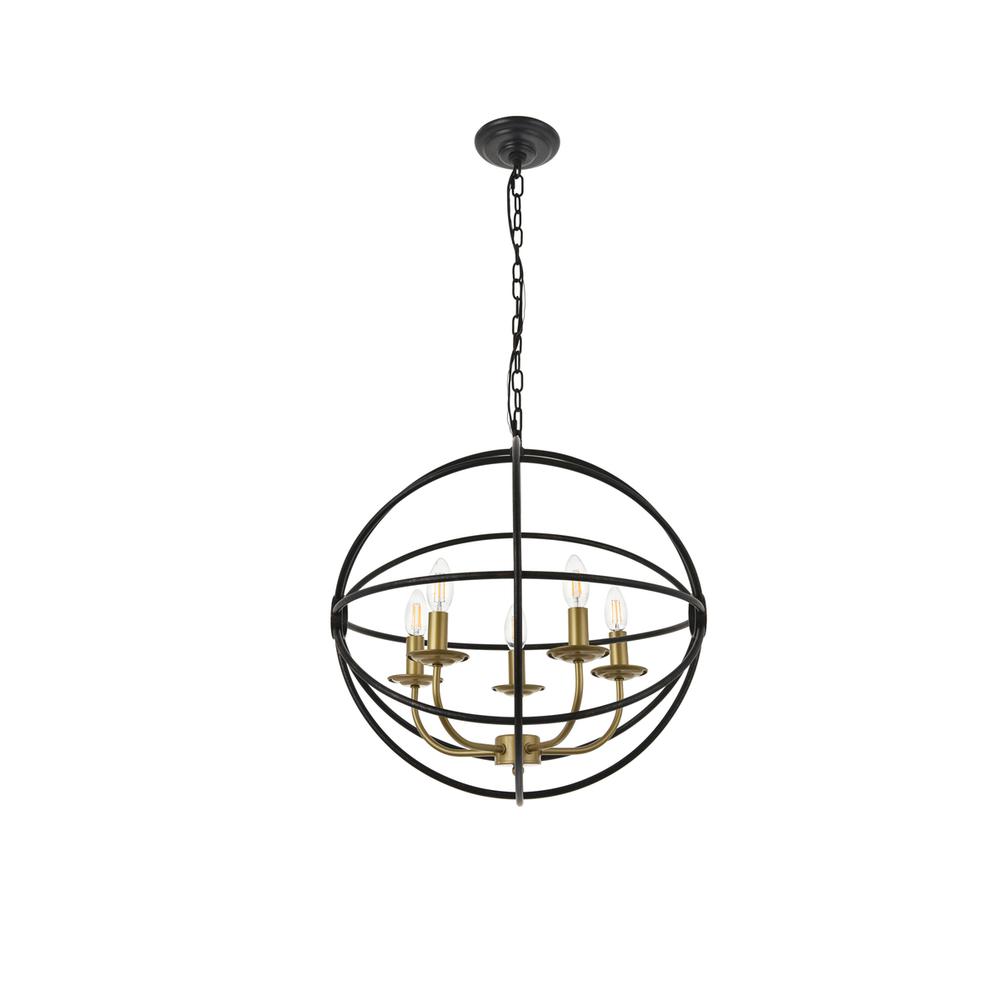 Octavia 5 light Brass and Dark Brown Pendant. Picture 8
