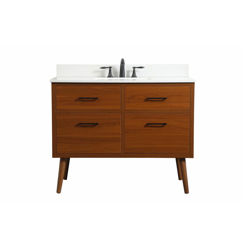 42 inch Single bathroom vanity in teak with backsplash. Picture 1