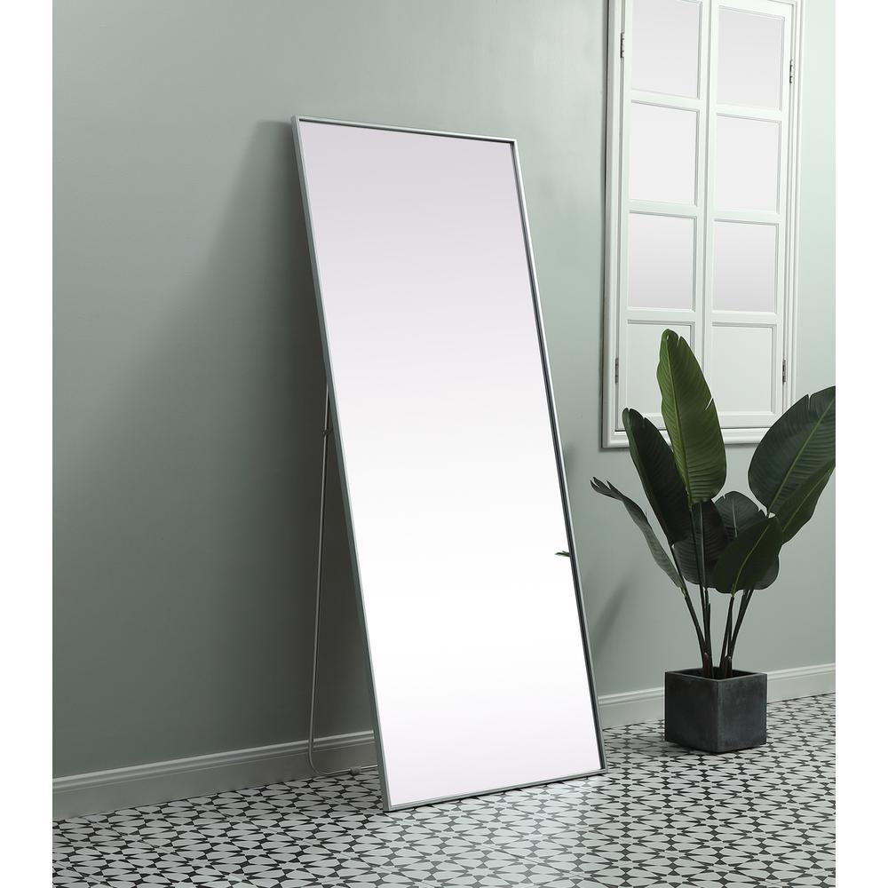 Metal Frame Rectangle Full Length Mirror 30x72 Inch in Silver. Picture 2
