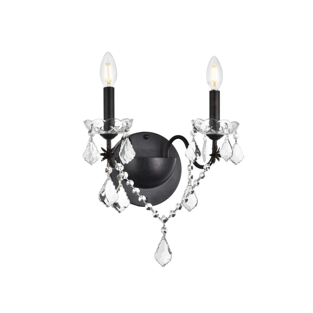 St. Francis 2 light Dark Bronze Wall Sconce Clear Royal Cut Crystal. Picture 6