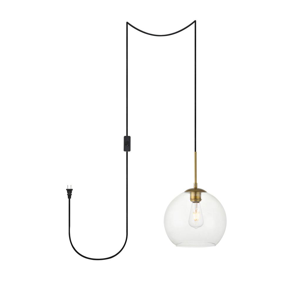 Baxter 1 Light Brass plug-in Pendant With Clear Glass. Picture 1
