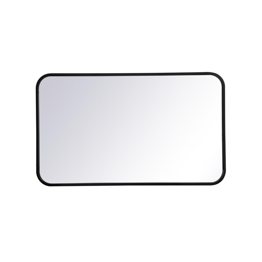 Soft corner metal rectangular mirror 18x30 inch in Black. Picture 6