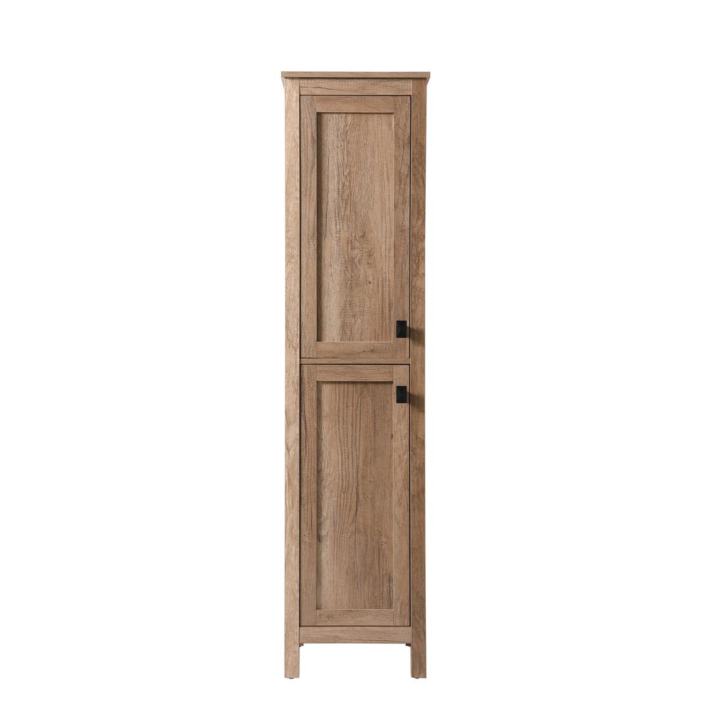 16 Inch Wide Bathroom Linen Storage Freestanding Cabinet In Natural Oak. Picture 1