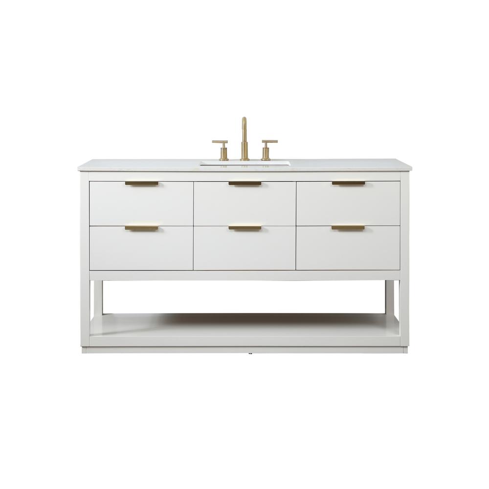 60 inch Single bathroom vanity in white. Picture 1