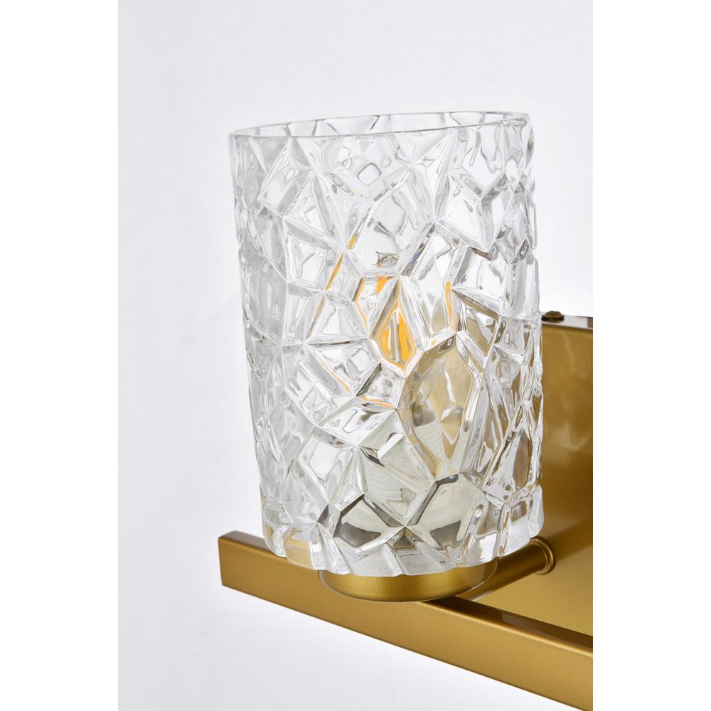 Cassie 1 light bath sconce in brass with clear shade. Picture 5
