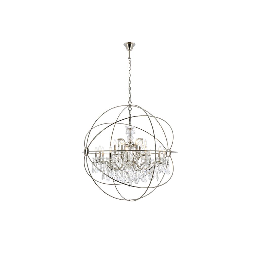 Geneva 18 light polished nickel Chandelier Clear Royal Cut crystal. Picture 1