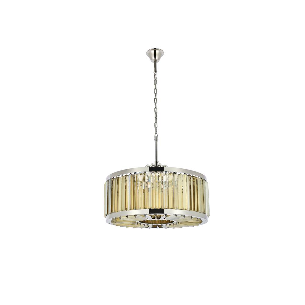 Chelsea 8 light polished nickel Chandelier Golden Teak (Smoky) Royal Cut Crystal. Picture 6