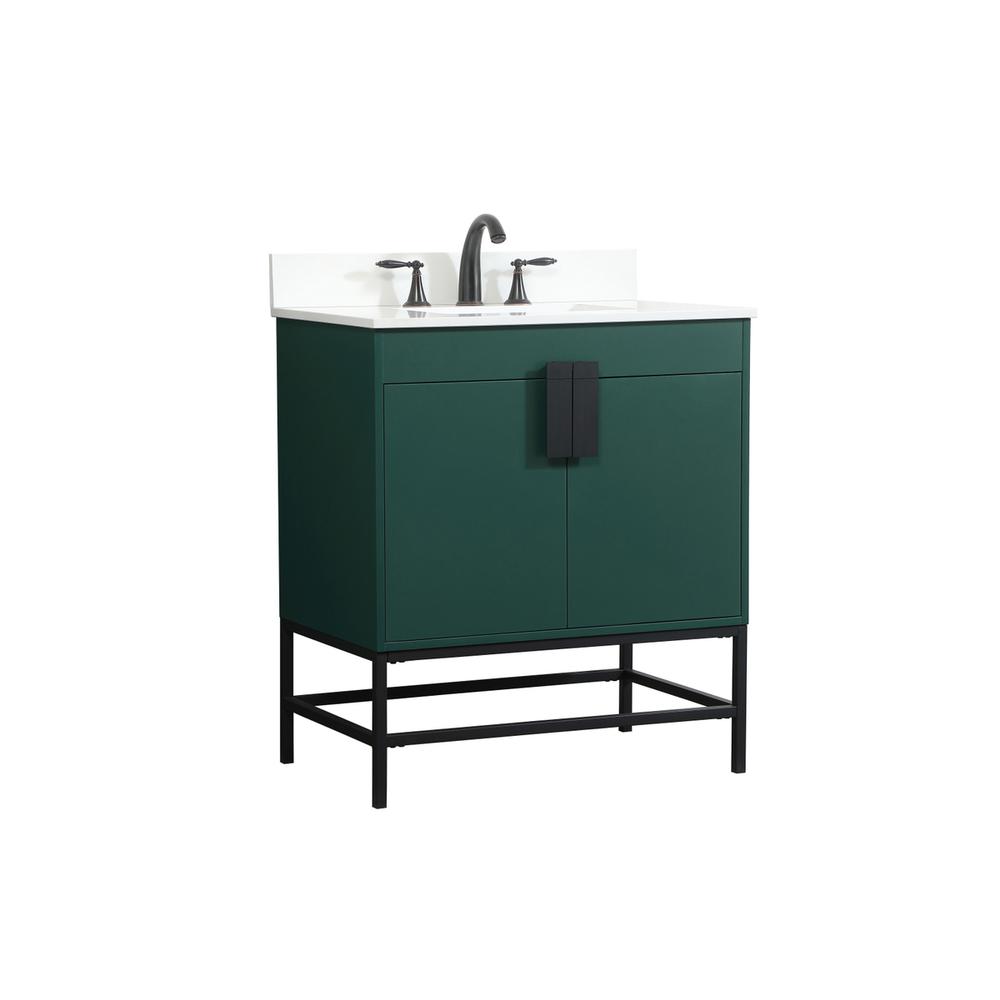 30 inch Single bathroom vanity in green with backsplash. Picture 7
