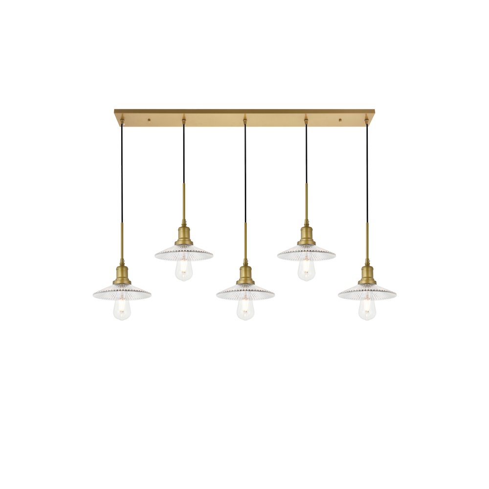 Waltz 5 Light Brass Pendant. Picture 6